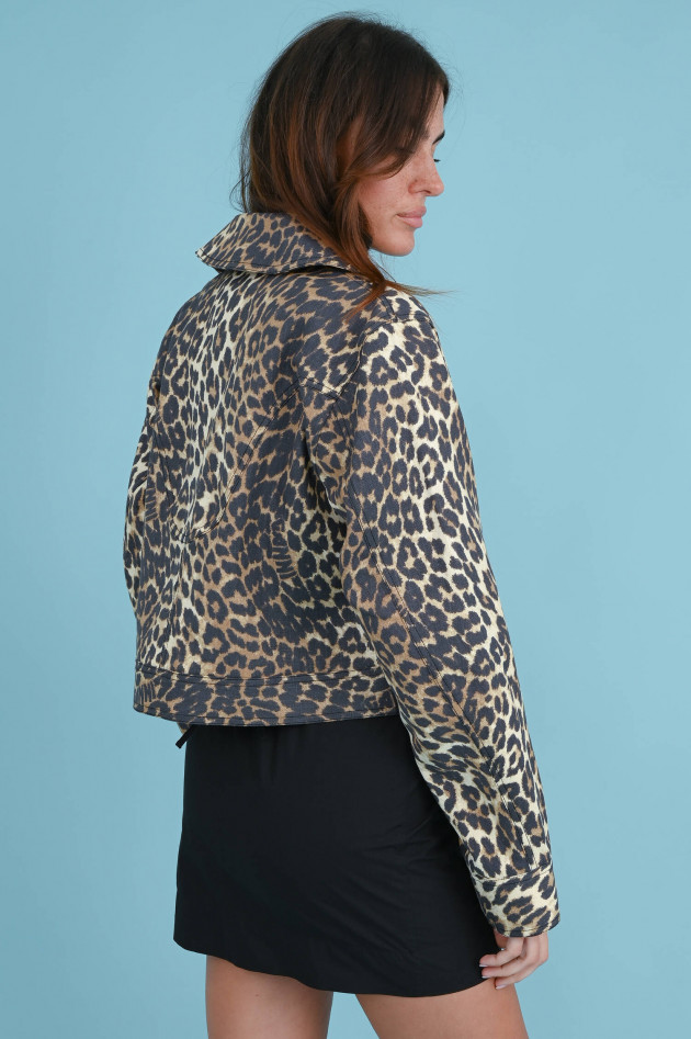 Ganni Cropped Jacke in Braun gemustert