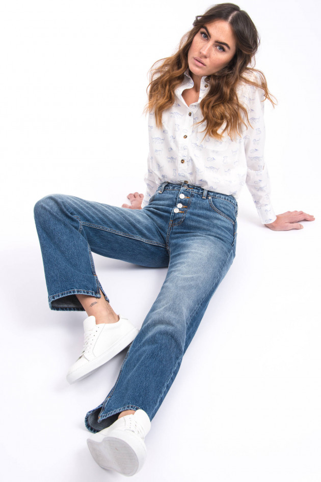 Ganni Jeans aus strukturiertem Denim in Mittelblau