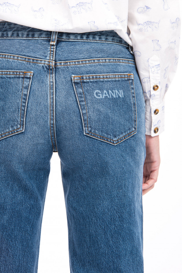 Ganni Jeans aus strukturiertem Denim in Mittelblau