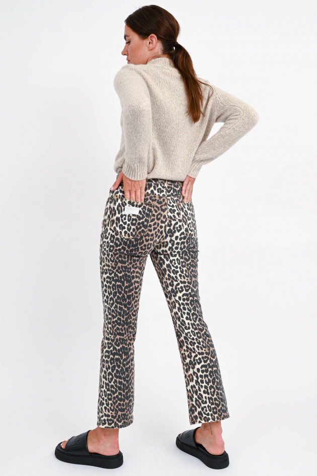 Ganni Bootcut Jeans mit Leo-Print in Schwarz/Beige