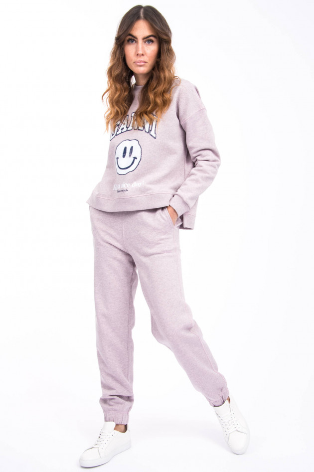 Ganni Sweatpants mit Logo-Stitching in Altrosa