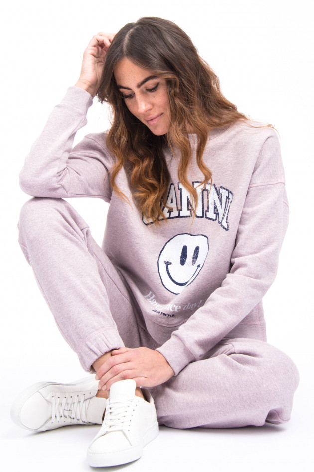 Ganni Sweatpants mit Logo-Stitching in Altrosa