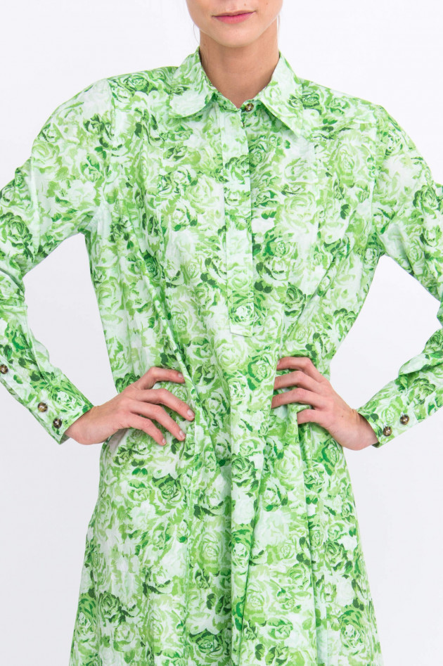 Ganni Maxi-Blusenkleid in Grün gemustert