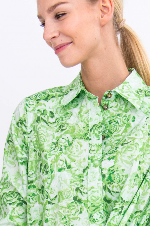 Ganni Maxi-Blusenkleid in Grün gemustert