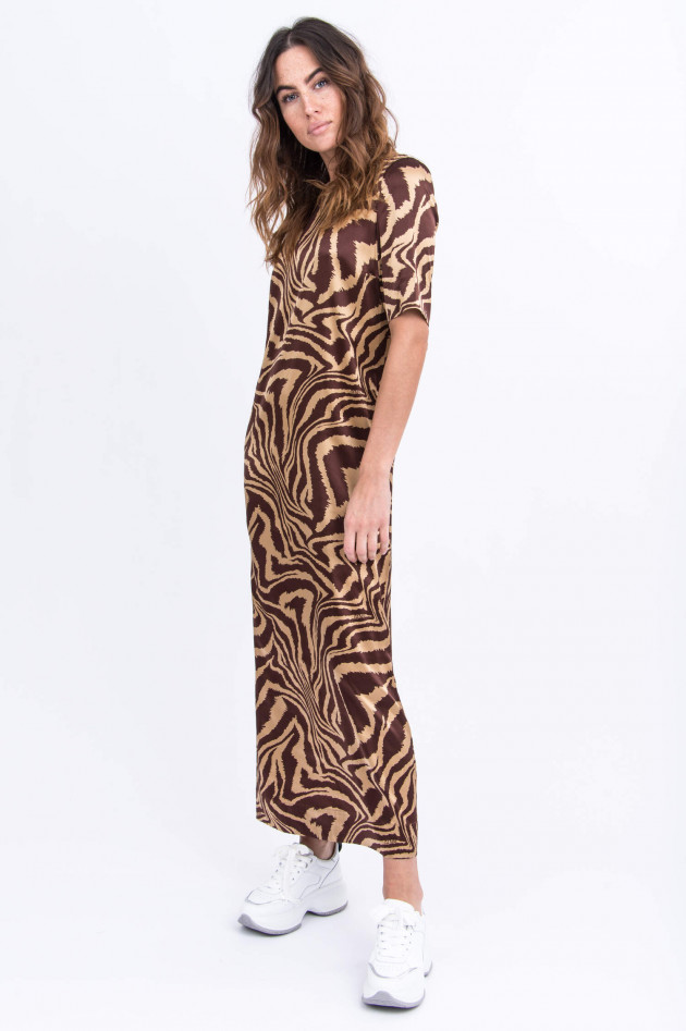 Ganni Seidenkleid im Animal-Print in Beige/Braun