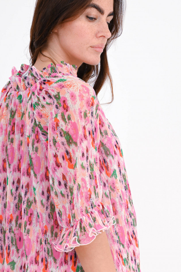 Ganni Mini Dress im Floralem Design in Rosa/Grün