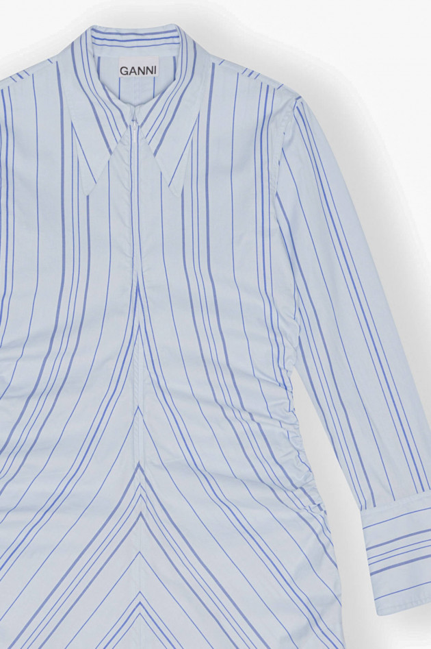 Ganni Blusenkleid mit Streifen in Hellblau