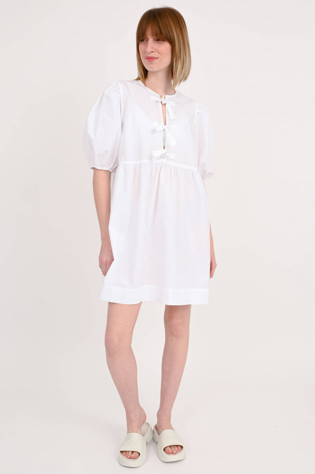 Ganni Kleid mit Schleifendetails in Weiß