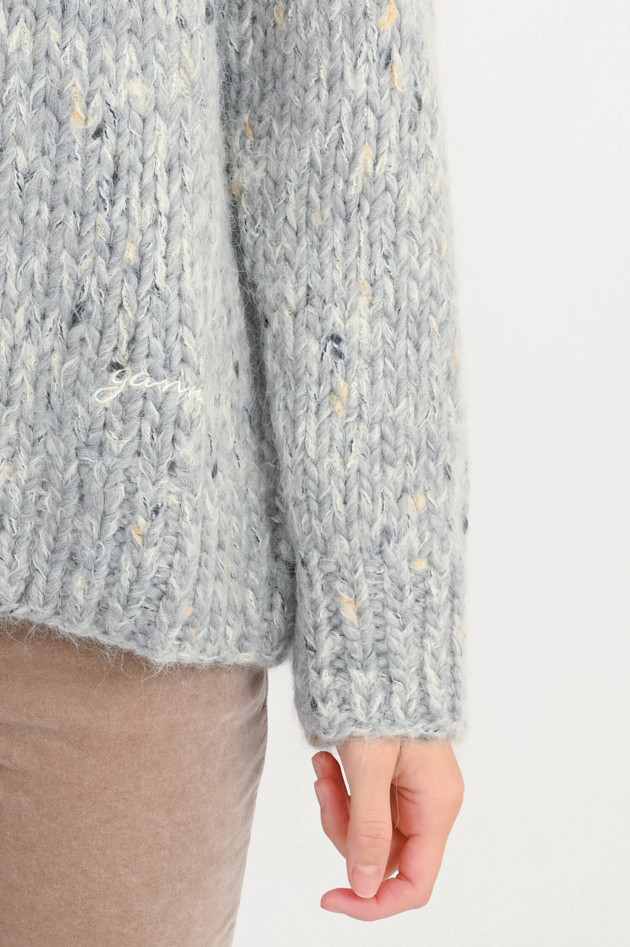 Ganni Pullover mit überkreuztem Rücken in grau-melange