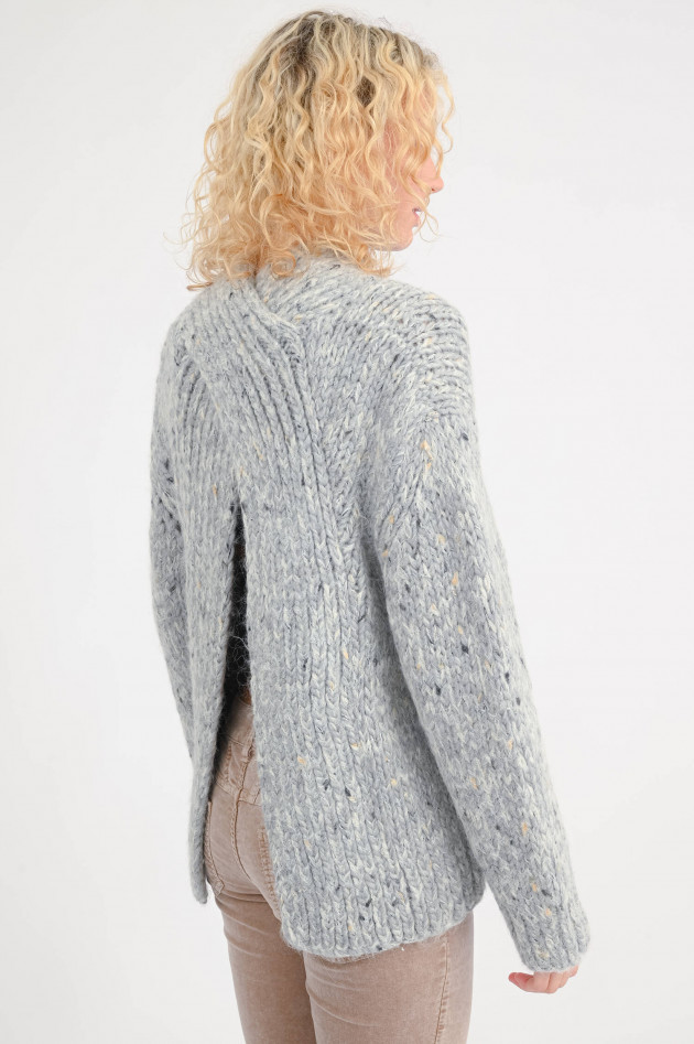 Ganni Pullover mit überkreuztem Rücken in grau-melange