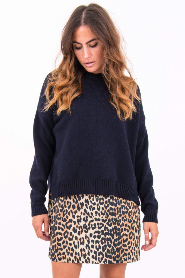 Ganni Feinstrick-Pullover mit Rundhals in Navy