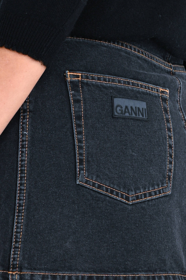 Ganni Jeans-Minirock in Schwarz