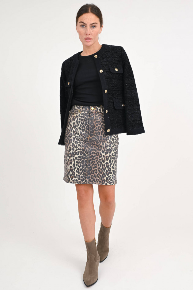Ganni Jeansrock mit Animal-Print in Braun