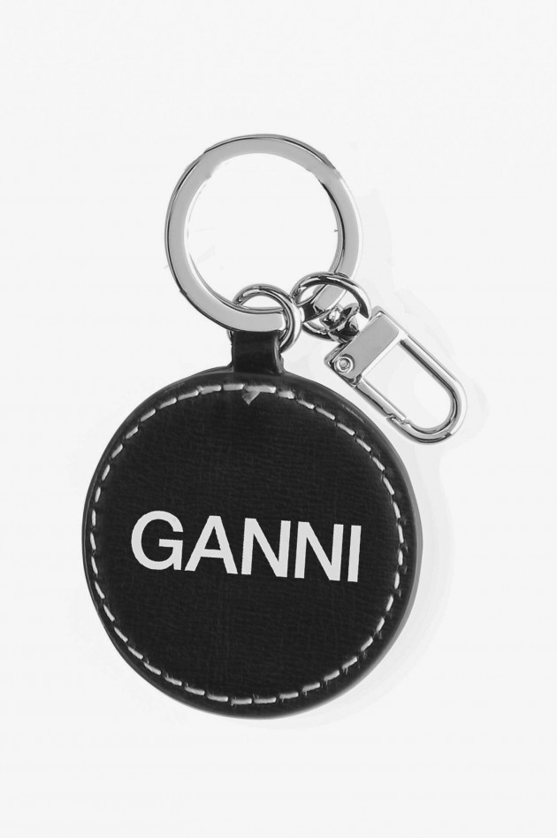 Ganni Smiley Schlüsselanhänger in Schwarz/Weiß