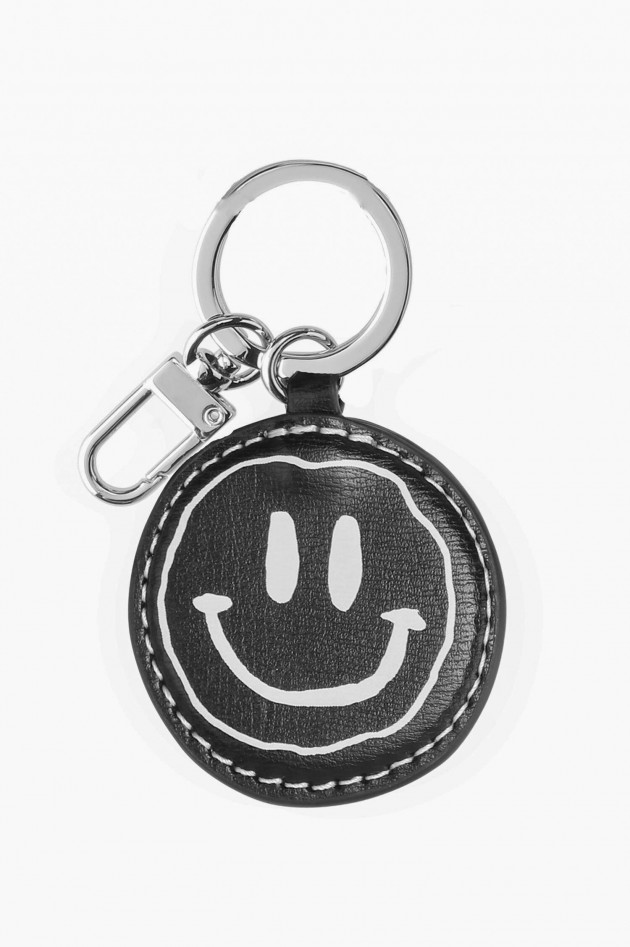 Ganni Smiley Schlüsselanhänger in Schwarz/Weiß