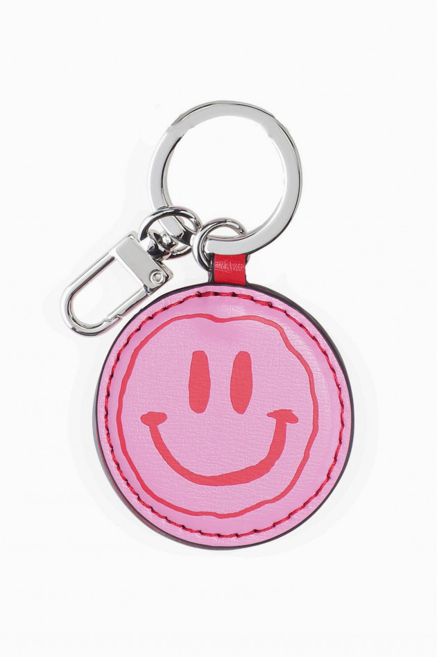 Ganni Smiley Schlüsselanhänger in Rosa/Rot