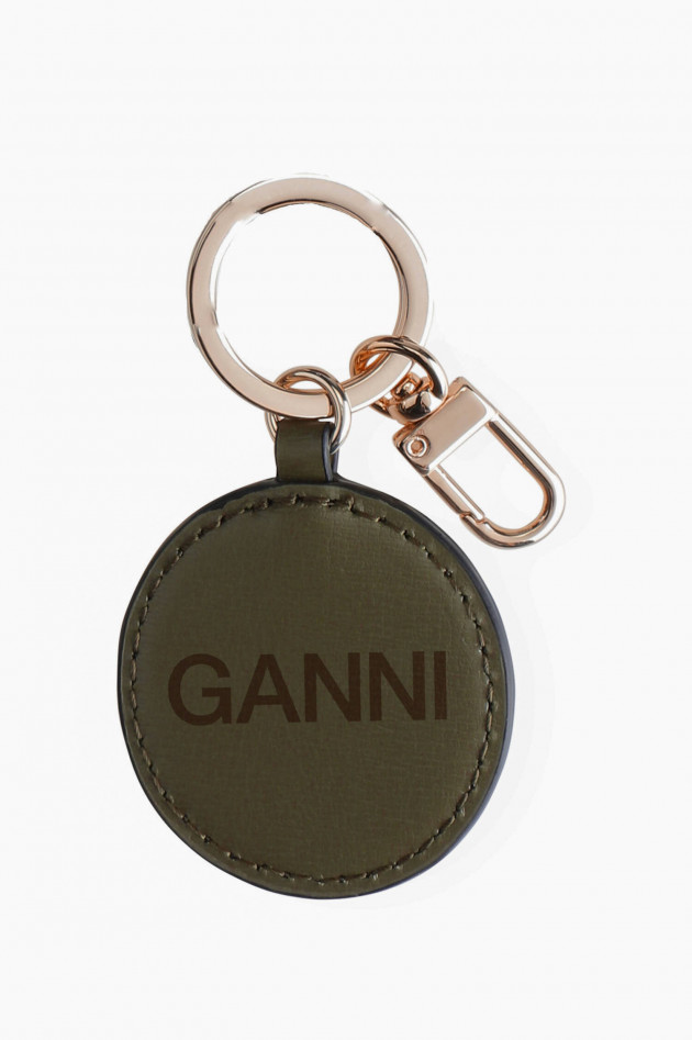 Ganni Smiley Schlüsselanhänger in Braun/Oliv