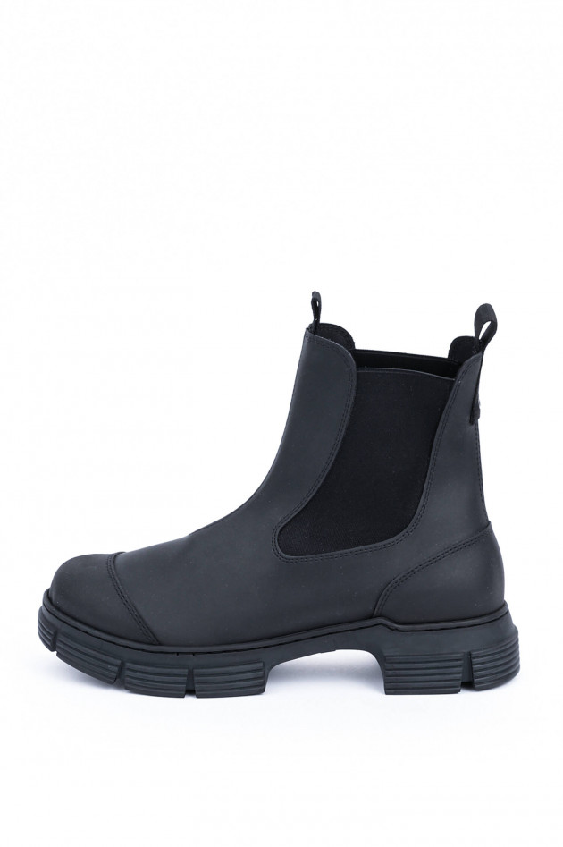 Ganni Recycelter Chelsea-Boot in Schwarz