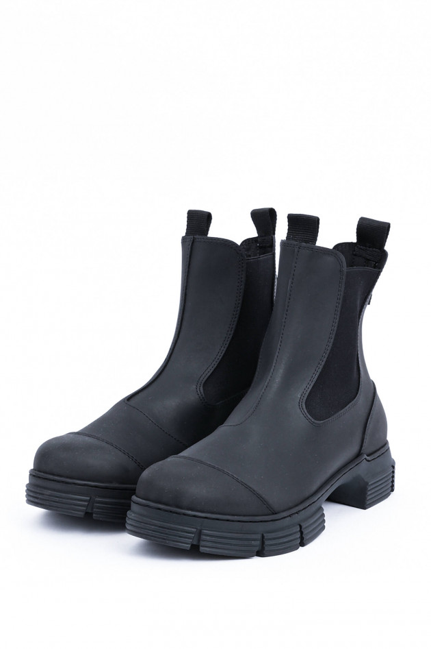 Ganni Recycelter Chelsea-Boot in Schwarz