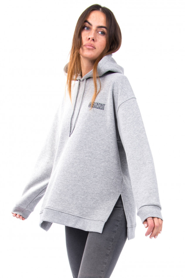 Ganni Hoodie mit Label-Schriftzug in Grau