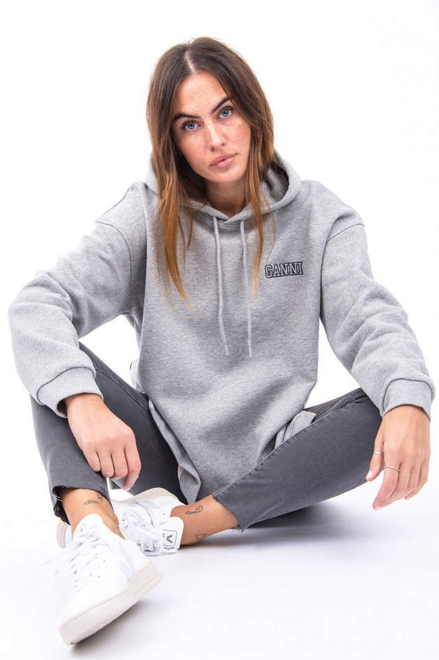 Ganni Hoodie mit Label-Schriftzug in Grau