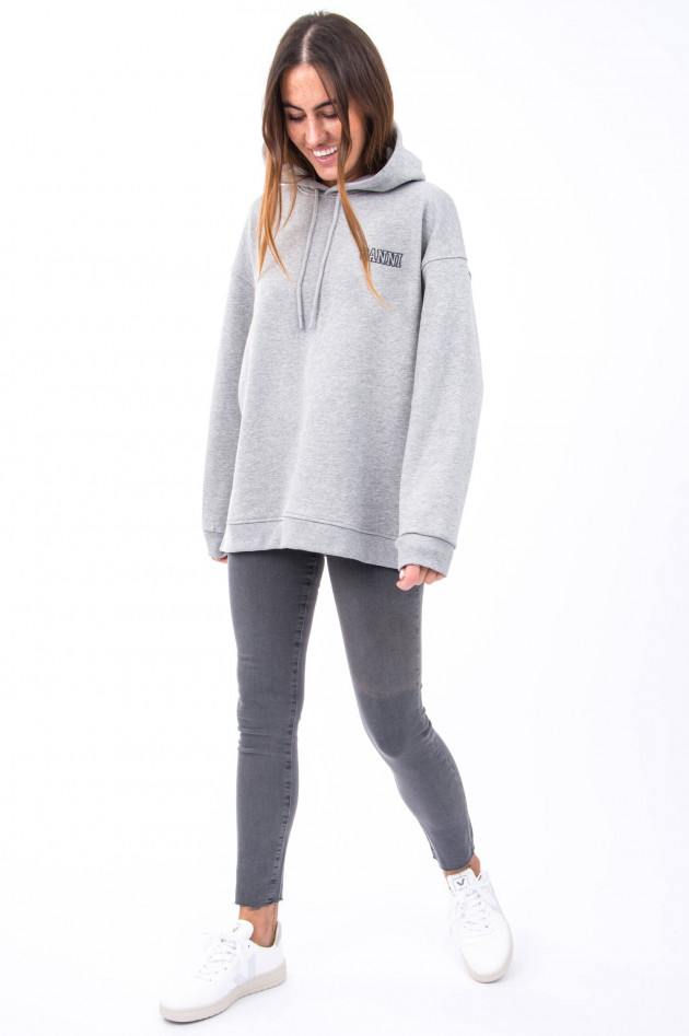 Ganni Hoodie mit Label-Schriftzug in Grau