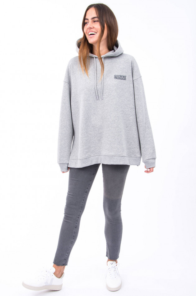 Ganni Hoodie mit Label-Schriftzug in Grau