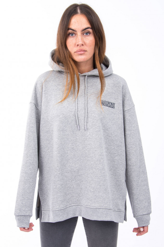 Ganni Hoodie mit Label-Schriftzug in Grau