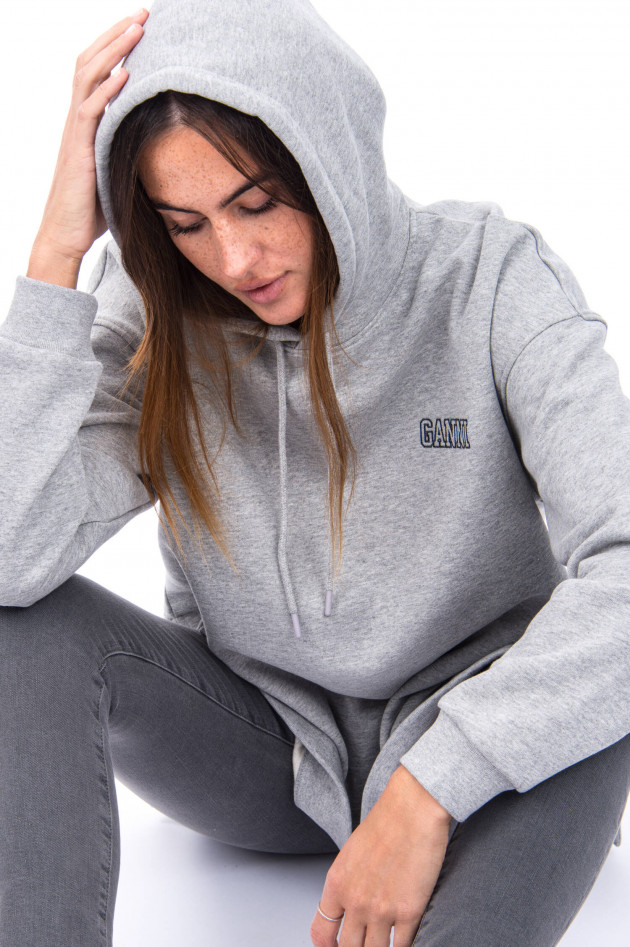 Ganni Hoodie mit Label-Schriftzug in Grau