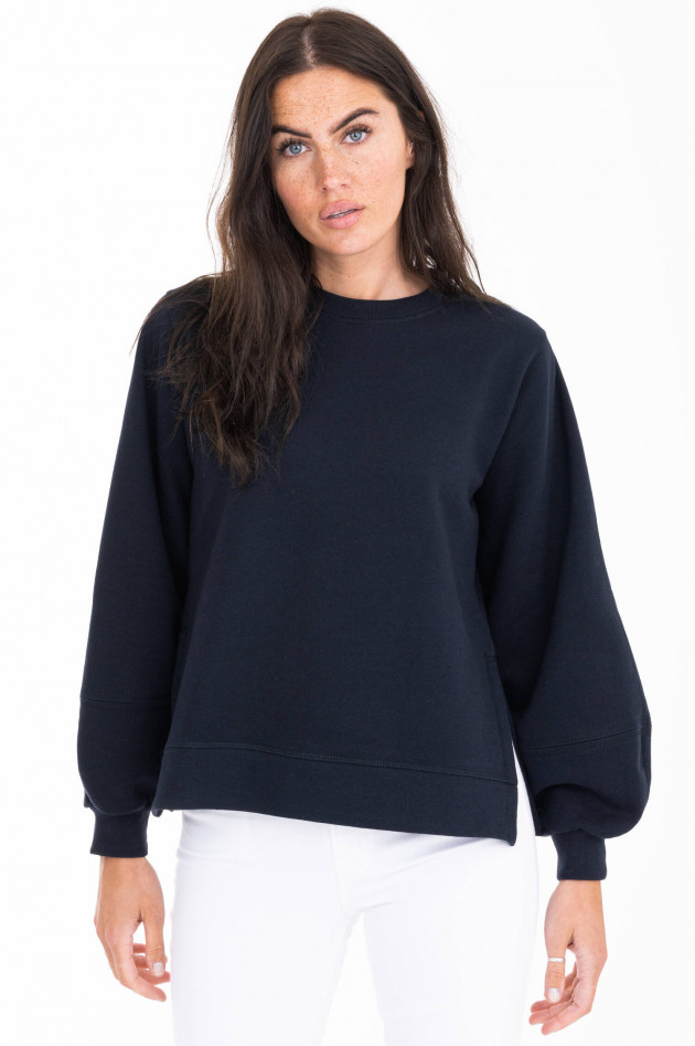 Ganni Sweater mit hohen Seitenschlitzen in Marine