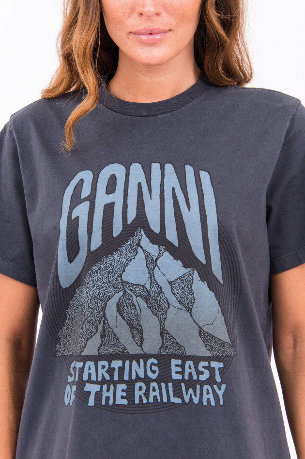Ganni T-Shirt STARTING EAST OF THE RAILWAY in Anthra