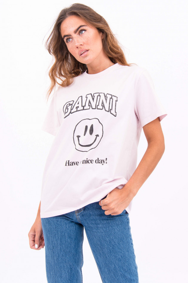 Ganni T-Shirt HAVE A NICE DAY in Rosa