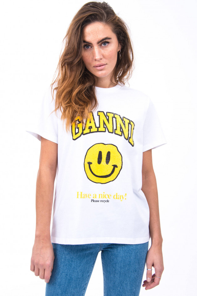 Ganni T-Shirt HAVE A NICE DAY.. in Weiß