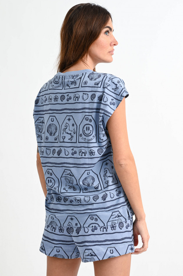 Ganni Gemustertes Tank-Shirt in Graublau