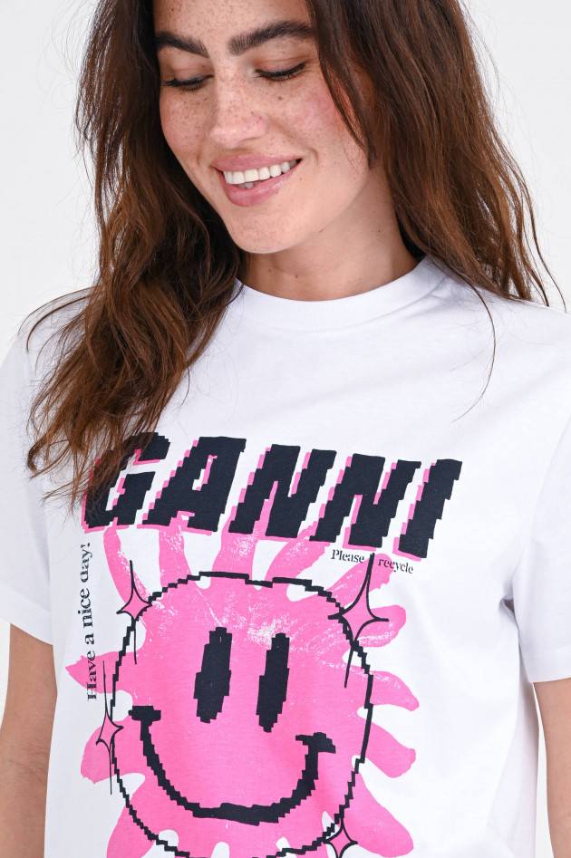 Ganni T-Shirt LOVE CLUB in Bright White