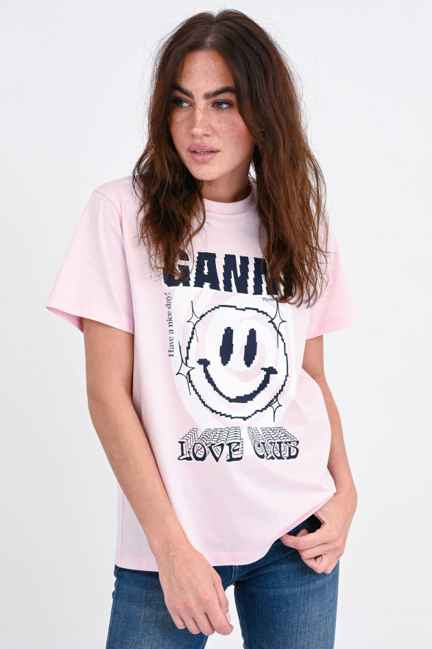 Ganni T-Shirt LOVE CLUB in Light Lilac