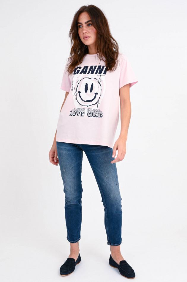 Ganni T-Shirt LOVE CLUB in Light Lilac