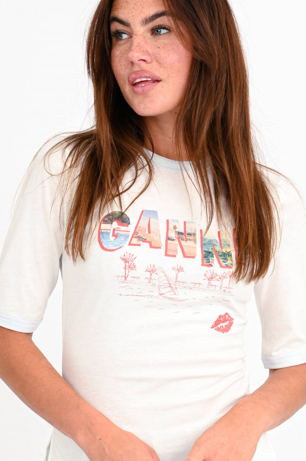 Ganni T-Shirt GANNI mit Frontprint in Off-White