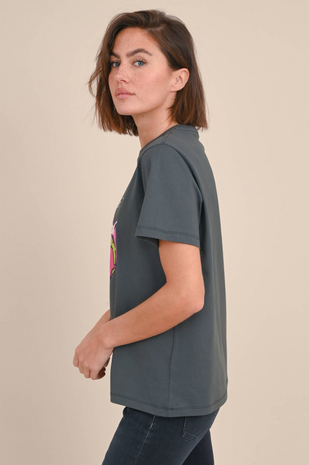 Ganni T-Shirt mit Print aus Bio-Baumwolle in Anthrazit