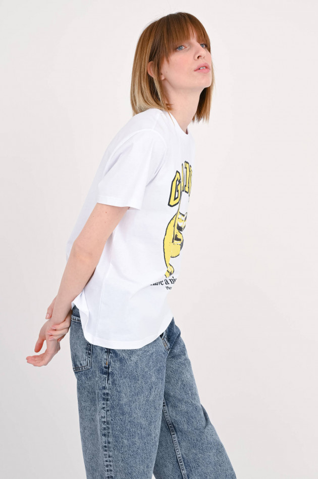 Ganni Oversized T-Shirt mit Bananen-Print in Weiß/Gelb