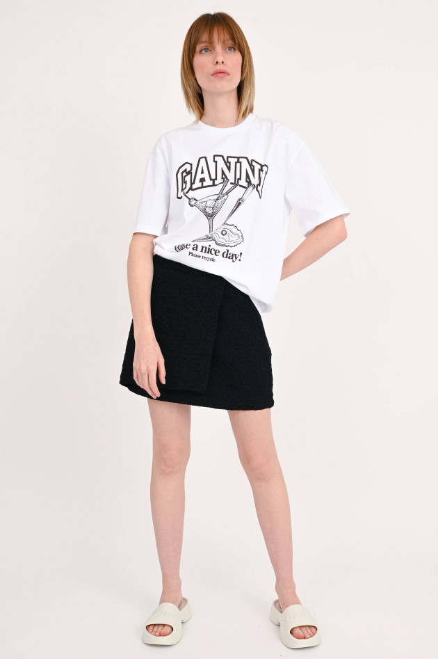 Ganni Oversized T-Shirt mit Print in Weiß/Braun