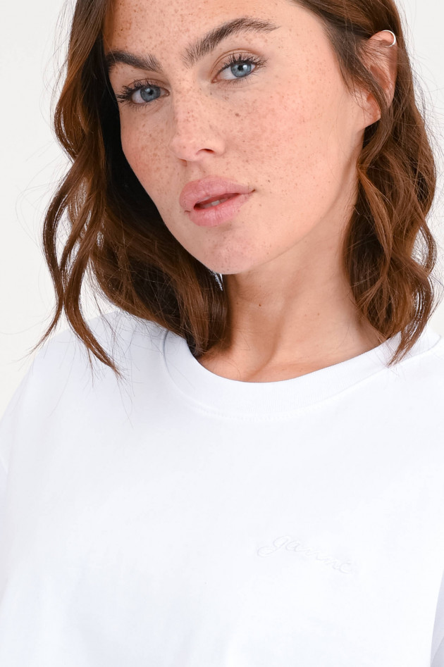 Ganni T-Shirt aus Baumwolle mit offenem Rücken in Weiß