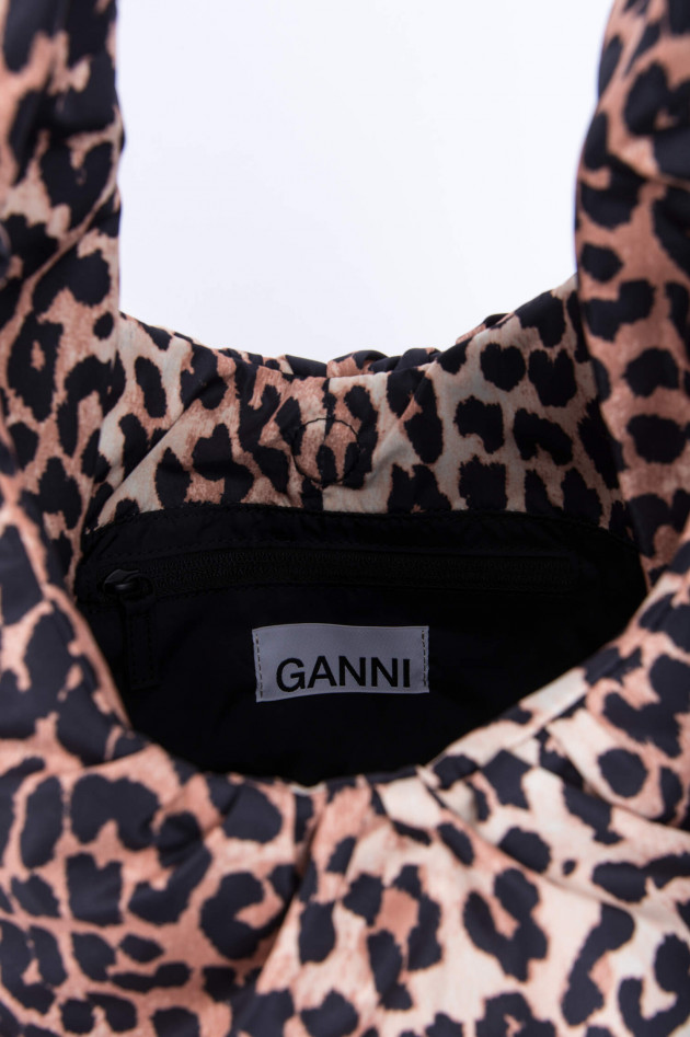 Ganni Beuteltasche in Braun/Schwarz gemustert