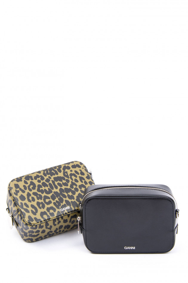 Ganni Recycelte Cross-Body-Bag in Oliv/Schwarz