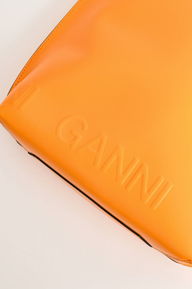 Ganni Tragetasche aus Leder in Orange