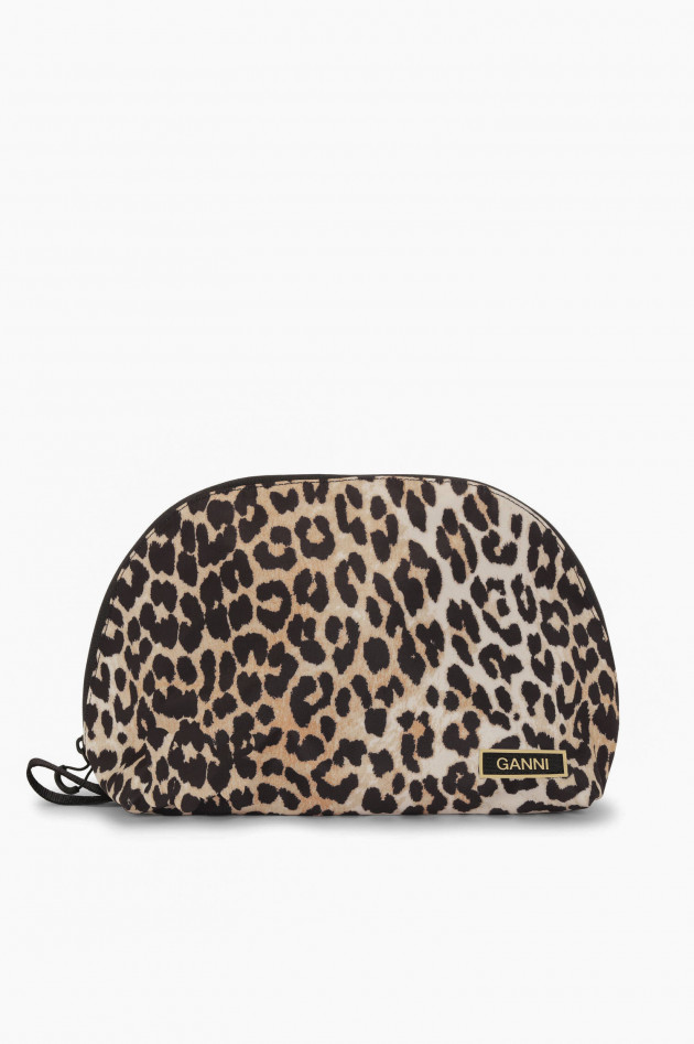 Ganni Nachhaltige Kosmetiktasche mit Leo-Print