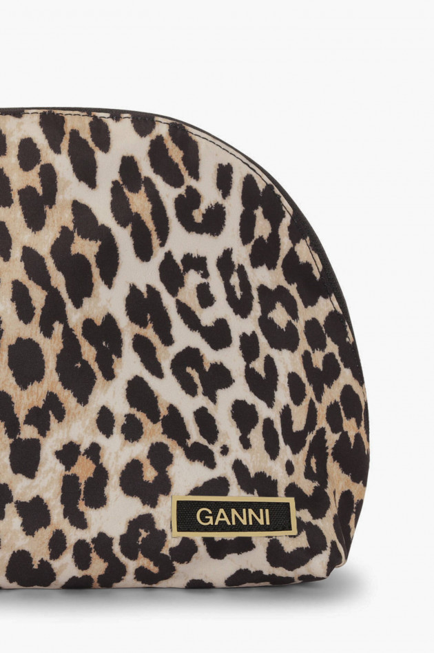 Ganni Nachhaltige Kosmetiktasche mit Leo-Print