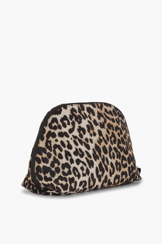 Ganni Nachhaltige Kosmetiktasche mit Leo-Print
