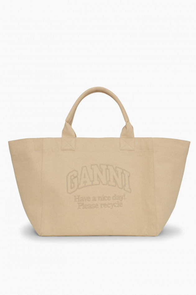 Ganni Oversized Shopping Bag in Beige