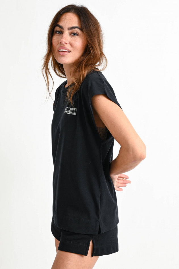 Ganni Tank-Shirt aus recycelten Materialien in Schwarz